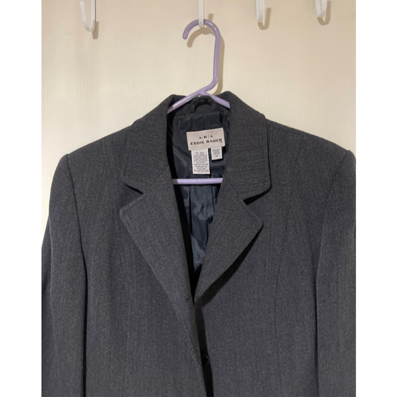 Women's Eddie Bauer Grey Petite 10P 100% Wool Blazer Jacket - Picture 3 of 11